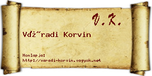 Váradi Korvin névjegykártya